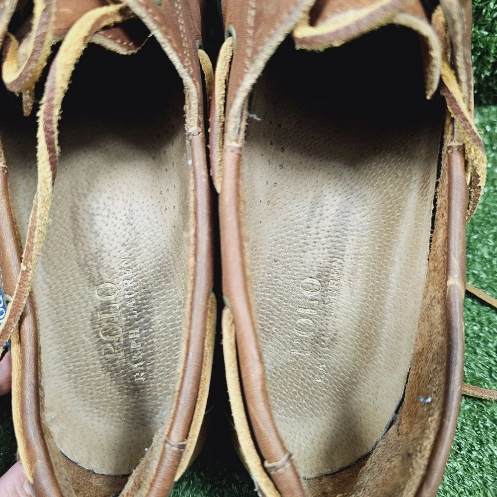 Polo Ralph Lauren Bienne Brown Leather Casual Boat Shoes Mens Size 10.5
